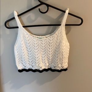 White and black crochet crop top
